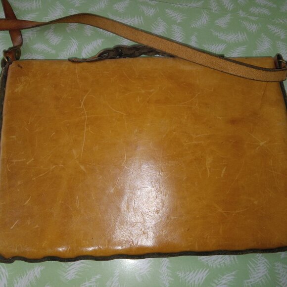 Vintage 70s leather hippie boho bag school bag - Picture 2 of 5